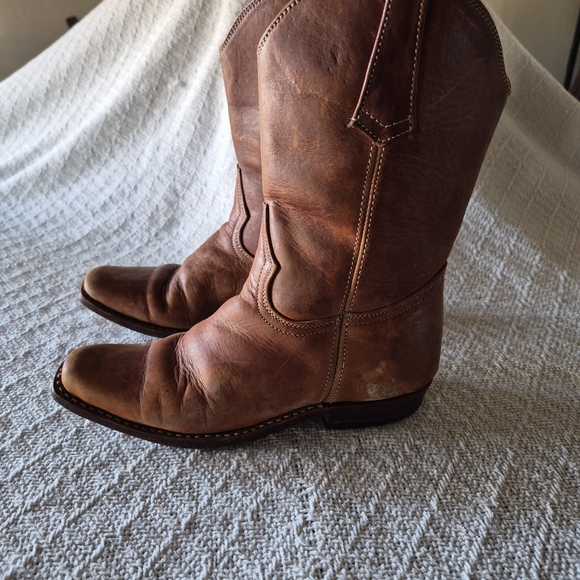 Classic Brown Caramel Leather Kids Cowboy Boots - Picture 5 of 12
